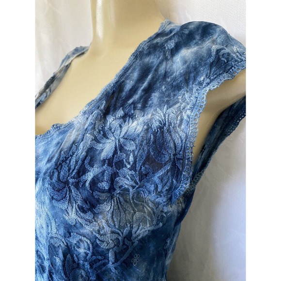 Johnny Was Tunic Dress Blue Tie Dye Eyelet Embroidery Sleeveless Button … - Picture 6 of 8